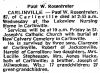 Paul Willam Rosentreter - b 2 Mar 1883 - Obituary