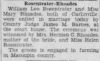 William Leo Rosentreter & Mary Rhoads - Marriage Announcement
